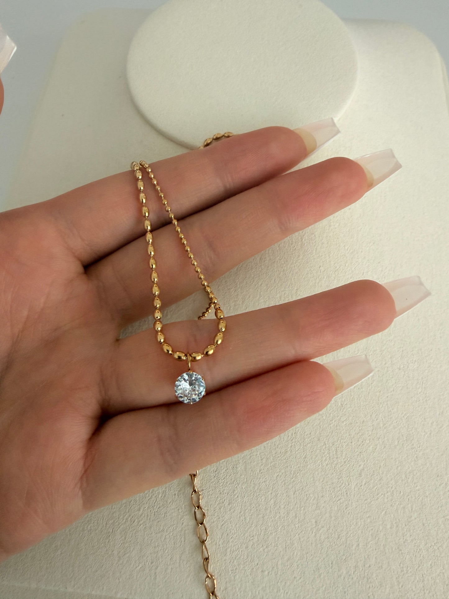 Rice Grain Diamond Pendant Necklace