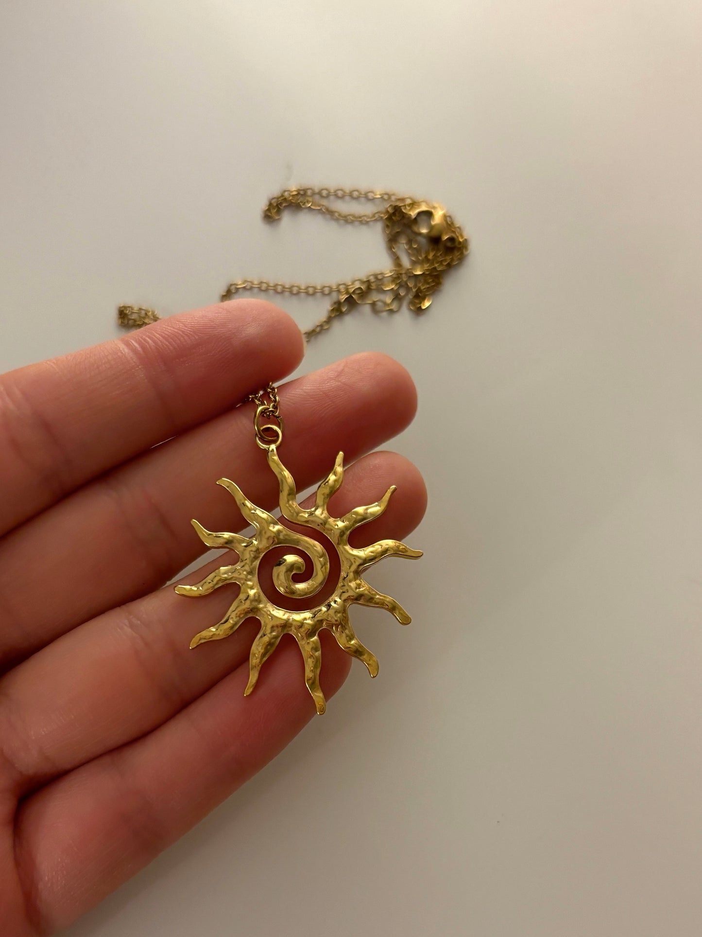 Vintage Sun Pendant Necklace
