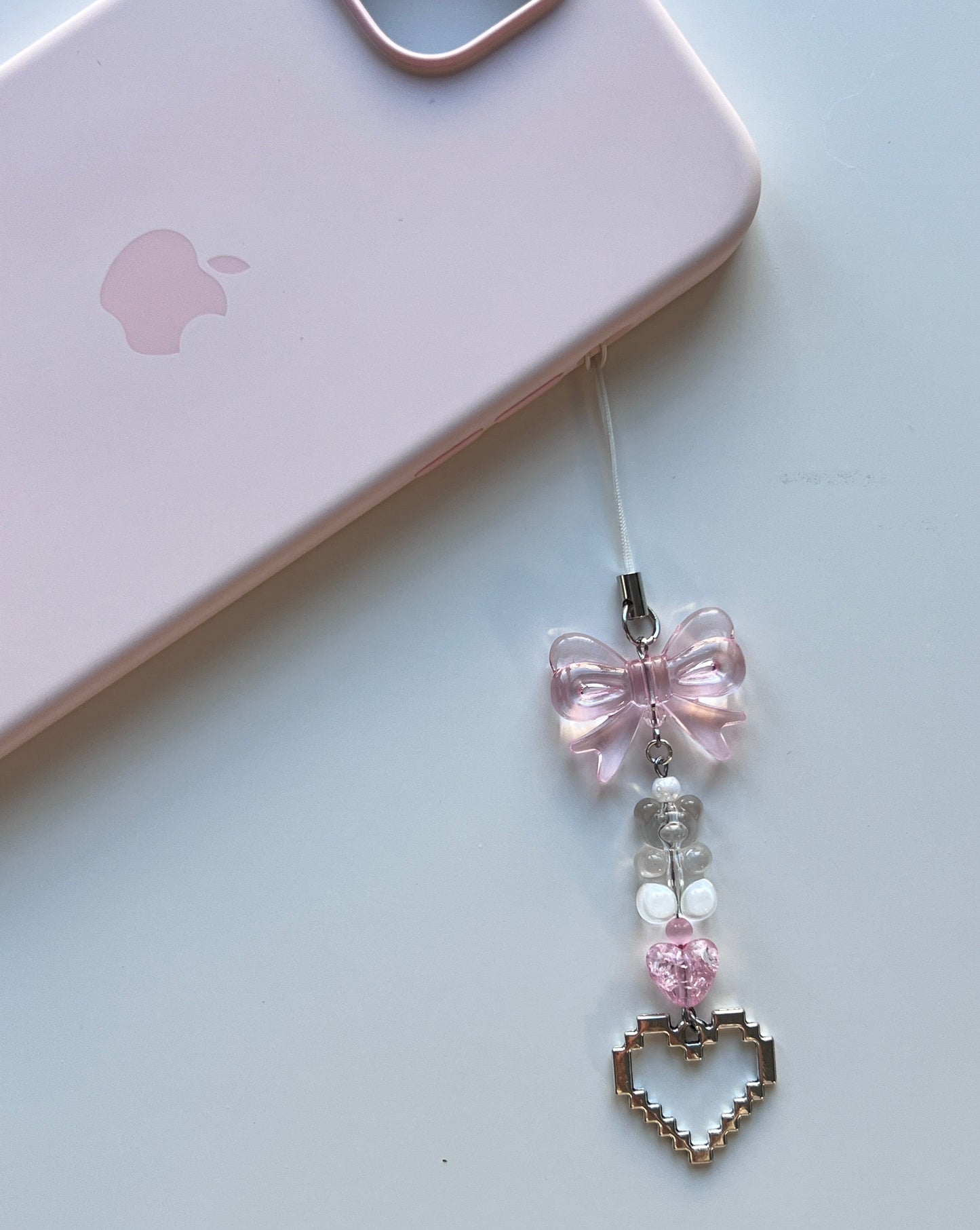 Pixel Heart Phone Charm