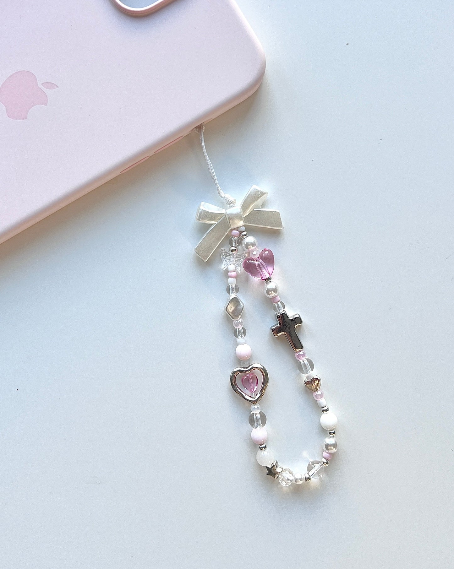 Metal Cross • Heart Phone Charm