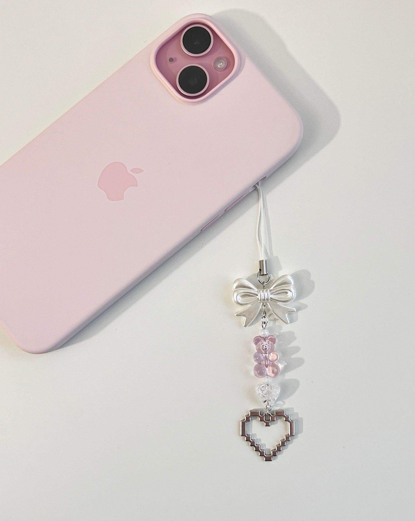 Pixel Heart Phone Charm
