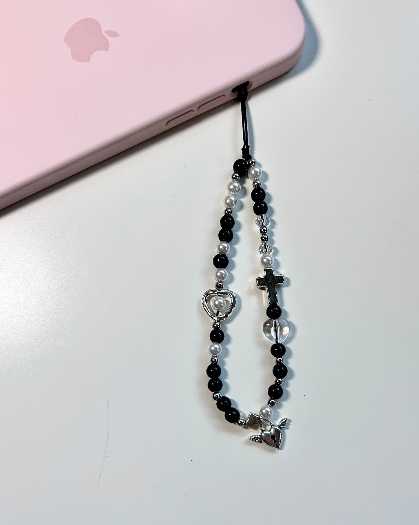 Metal Black n White Phone Charm