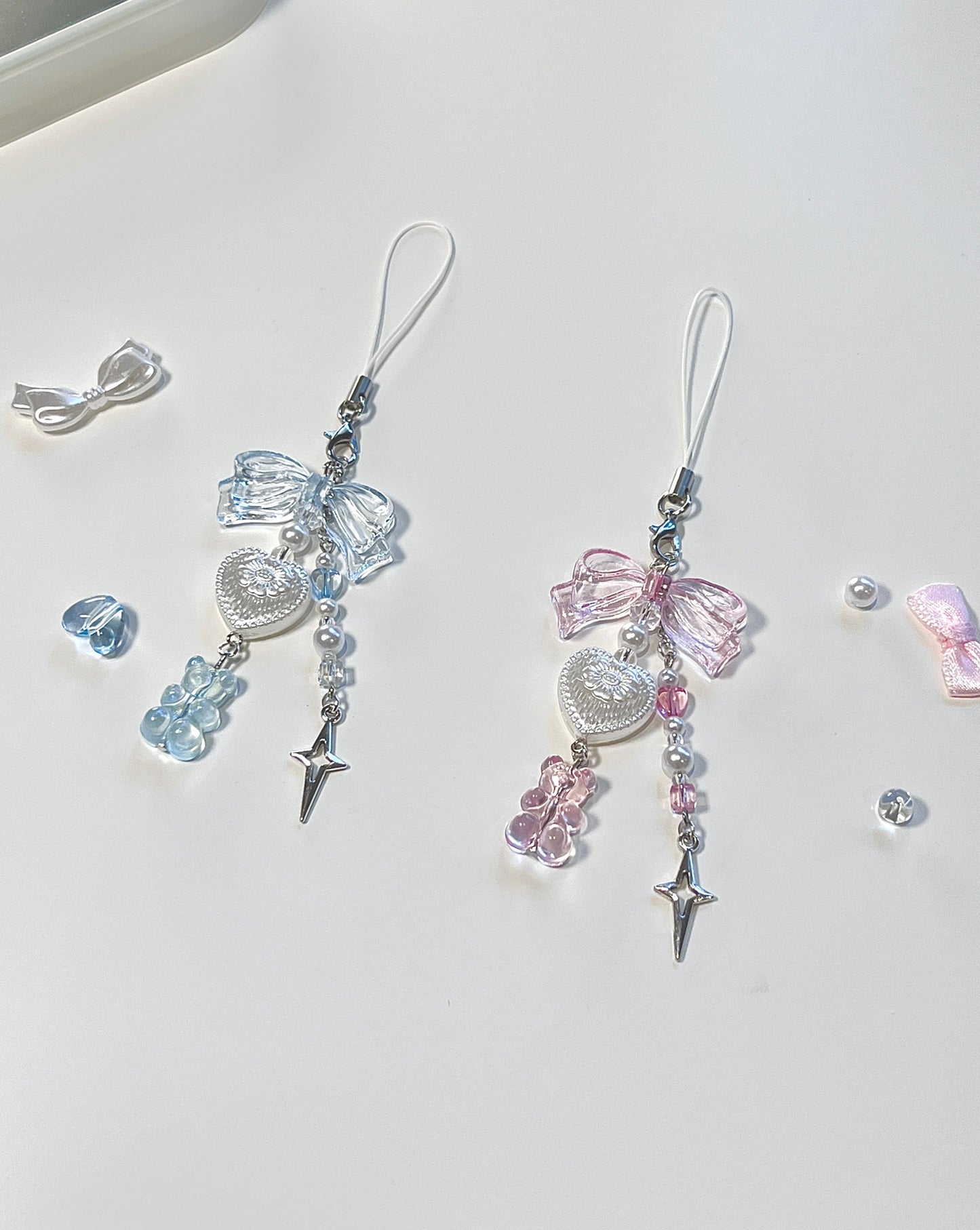 Cosmic Gummy Bear Phone Charm - blue&pink