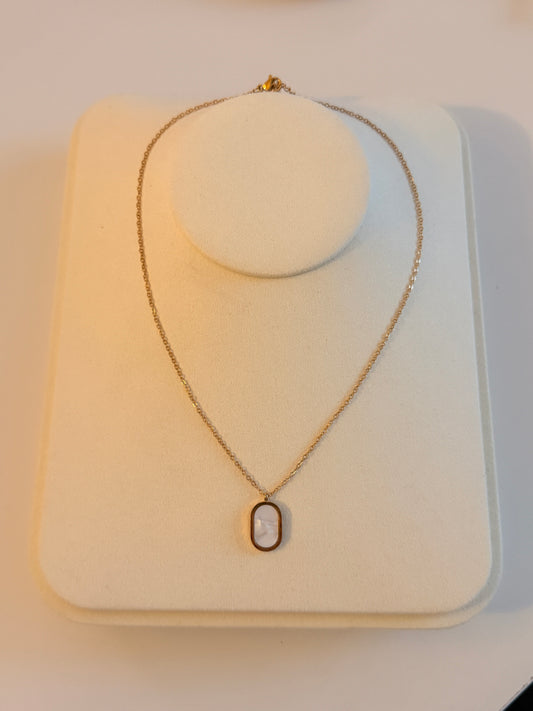 Pearl Plate Pendant Necklace