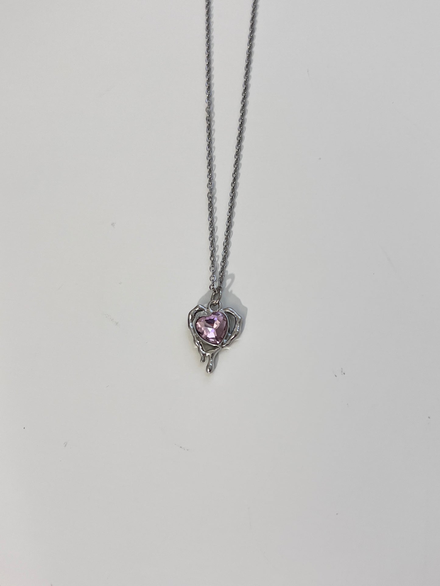 Dripping Pink Gem Pendent Necklace
