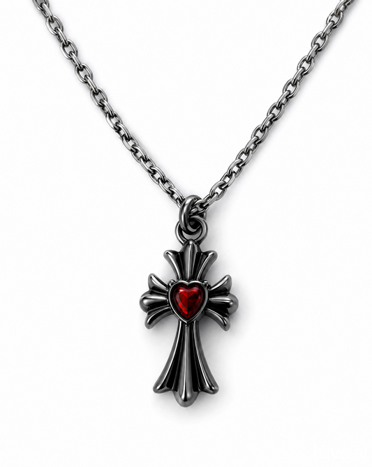 Chrome Heart Cross Pendent Necklace