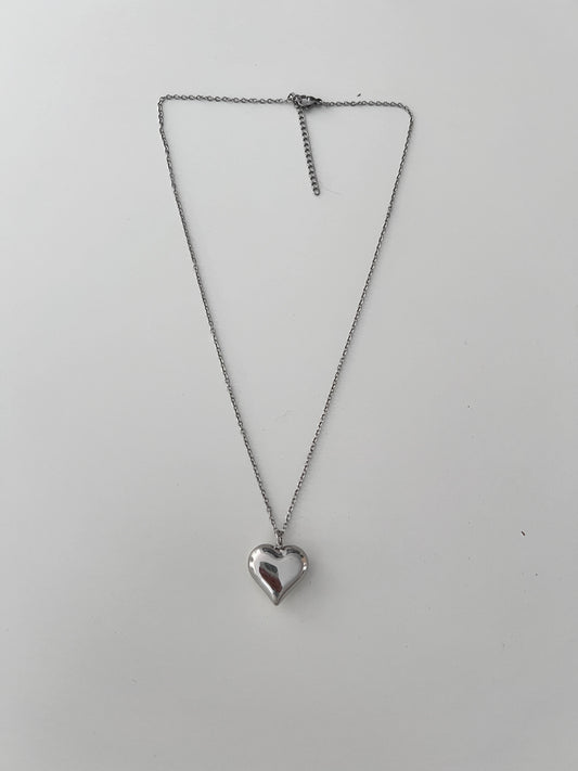 Silver Heart Cross Necklace