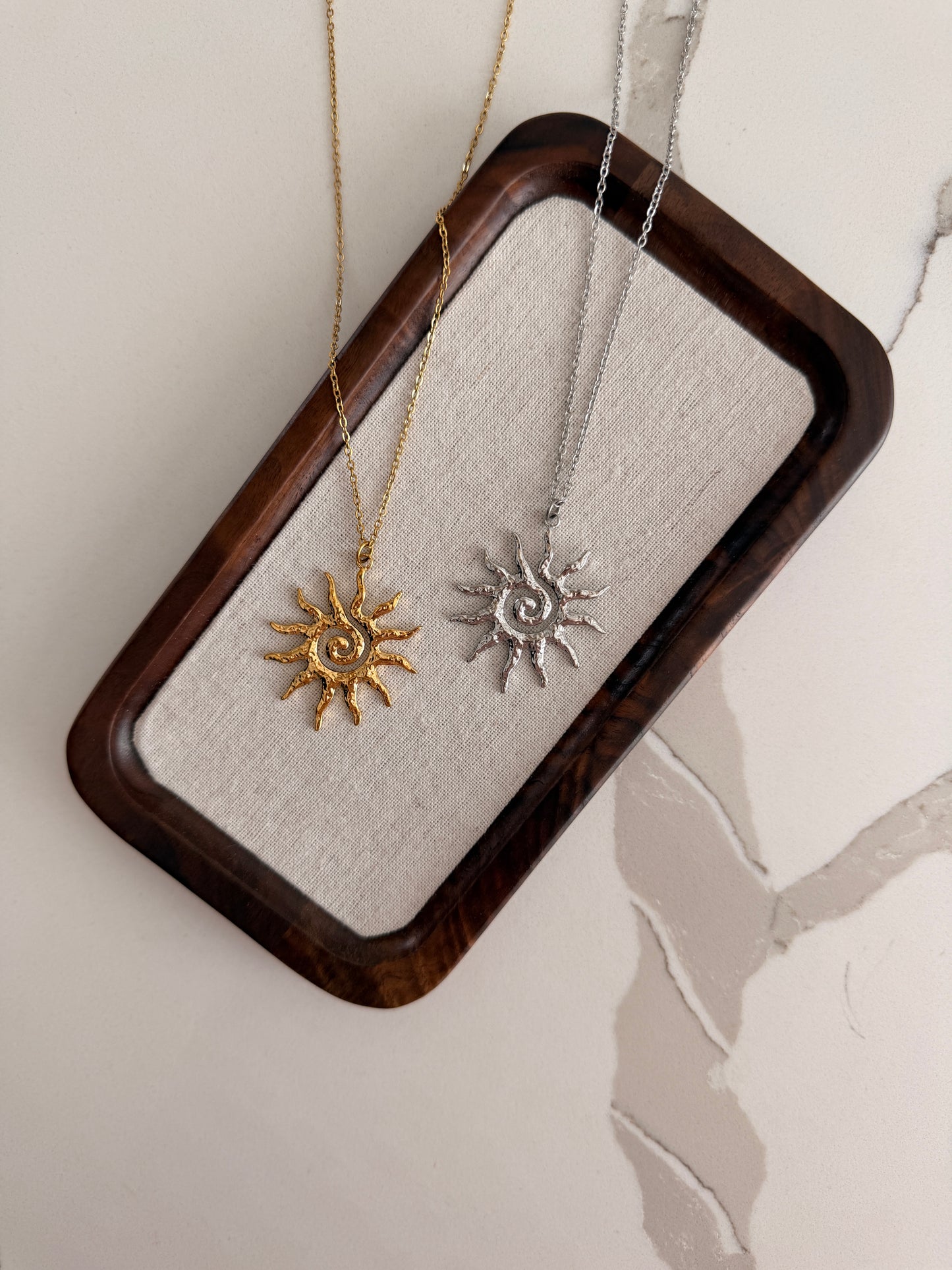 Vintage Sun Pendant Necklace