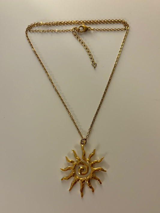 Vintage Sun Pendant Necklace