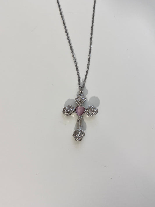 Rose Cross Pendent Necklace