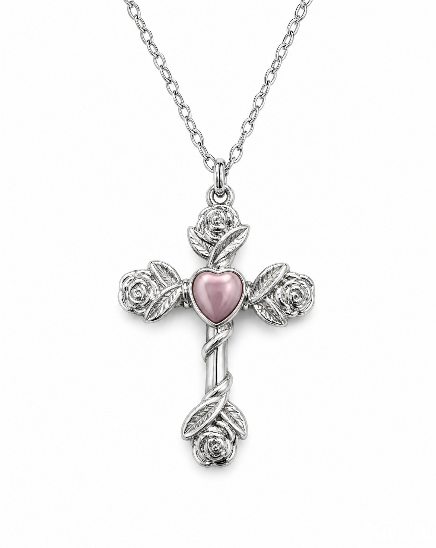 Rose Cross Pendent Necklace