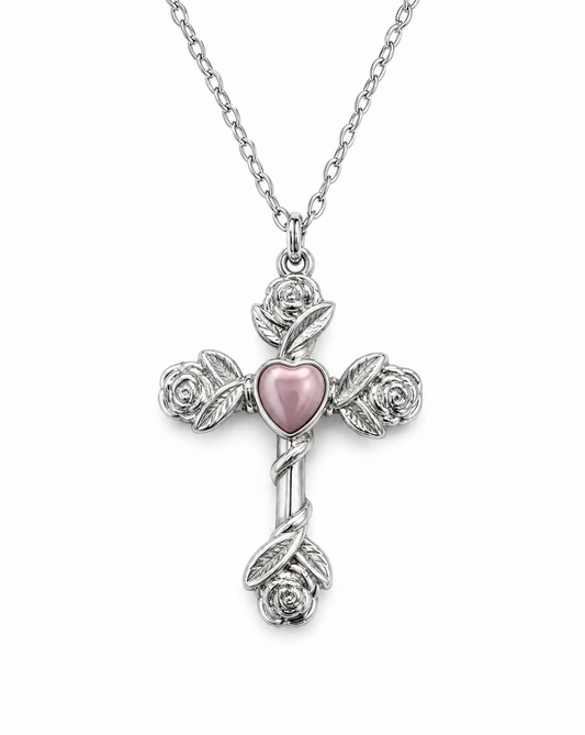 Rose Cross Pendent Necklace