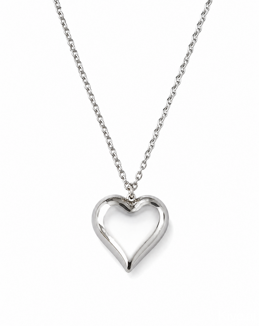 Silver Heart Cross Necklace