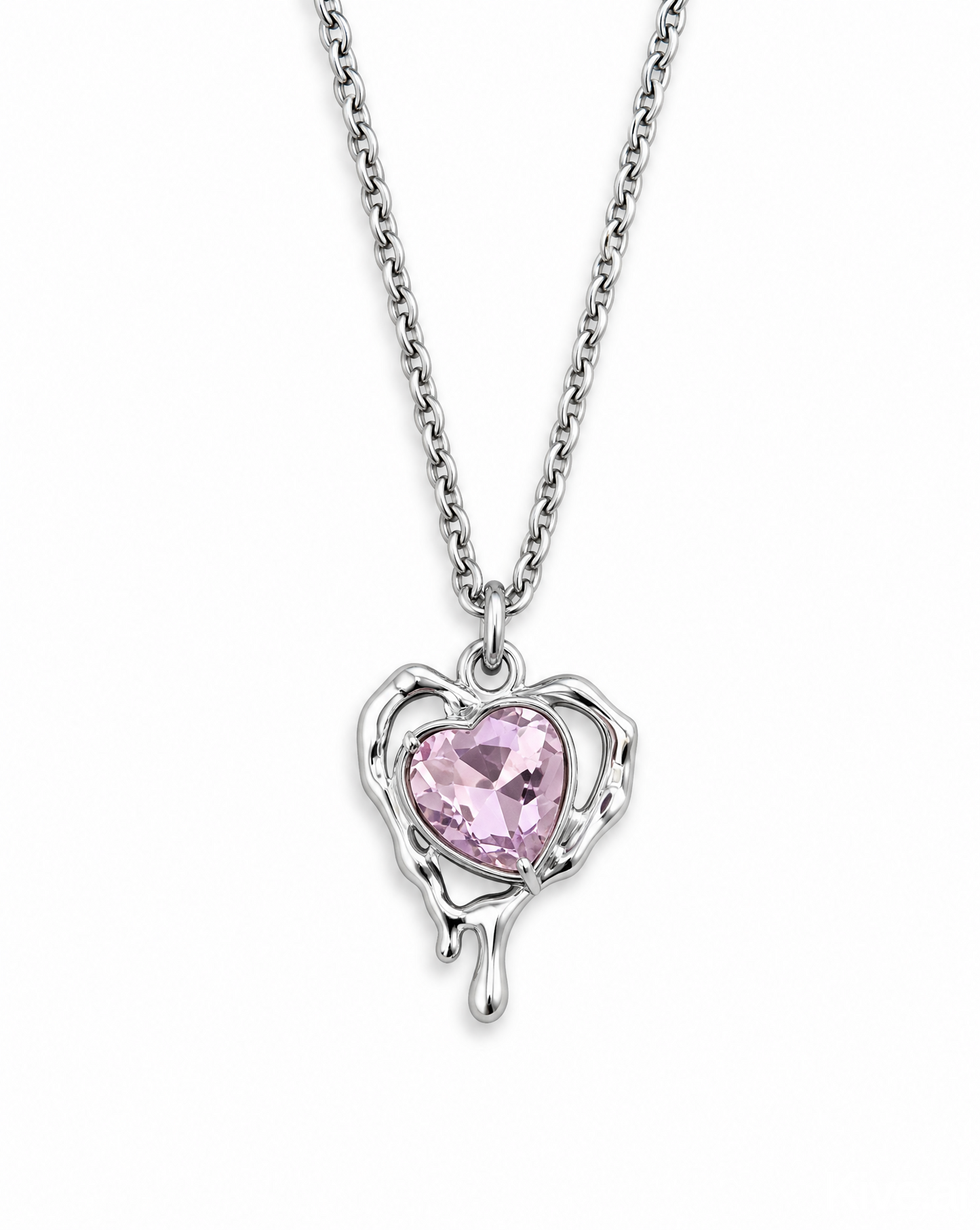Dripping Pink Gem Pendent Necklace