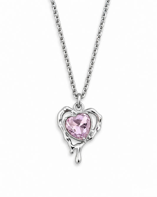Dripping Pink Gem Pendent Necklace