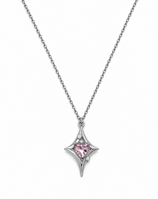 Pink Gem Star Pendent Necklace