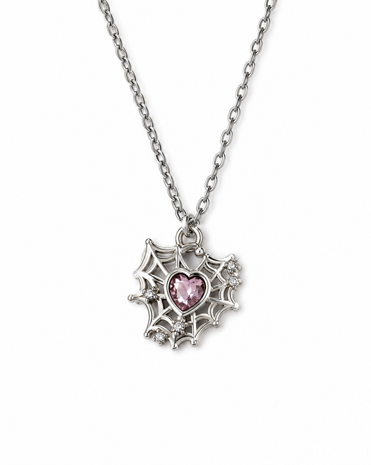 Spiderweb Heart Pendent Necklace
