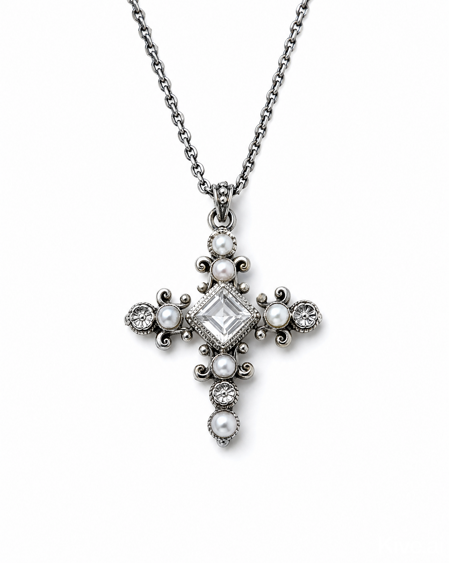 Pearl Cross Pendent Necklace