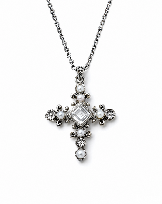 Pearl Cross Pendent Necklace