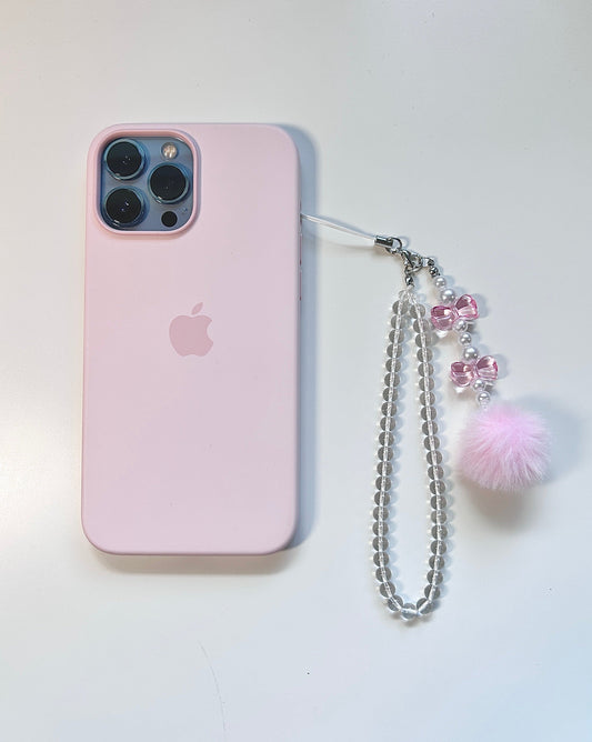 Crystal • Fluffy Ball Phone Charm - with phone1