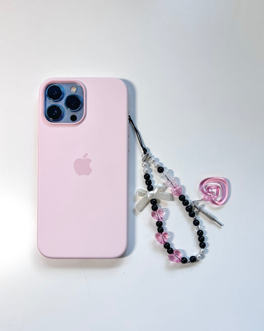 Black Pink Phone Charm - with phone