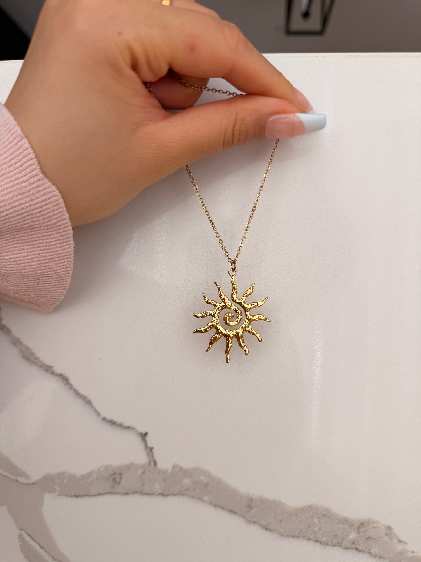 Vintage Sun Pendant Necklace