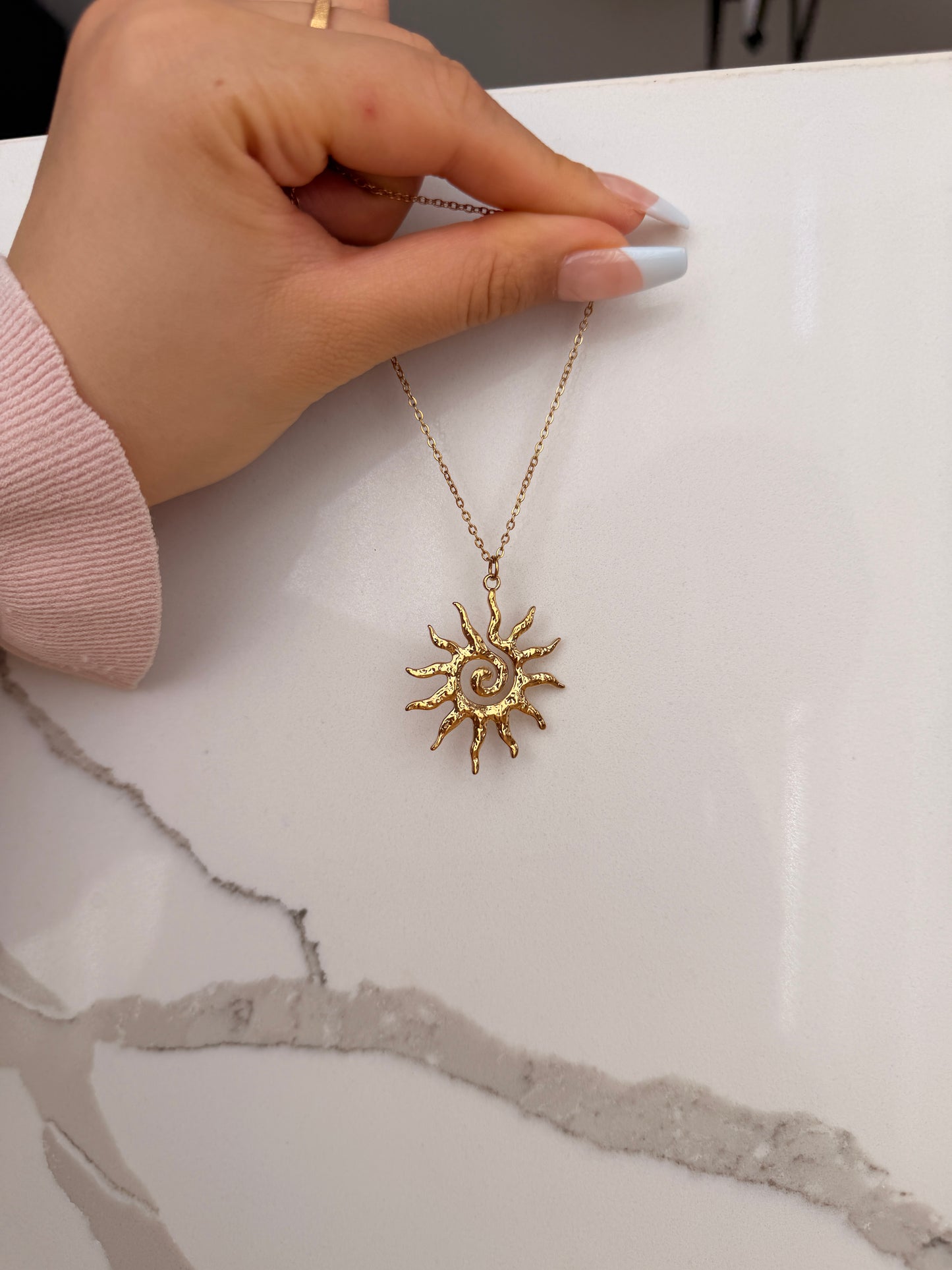 Vintage Sun Pendant Necklace