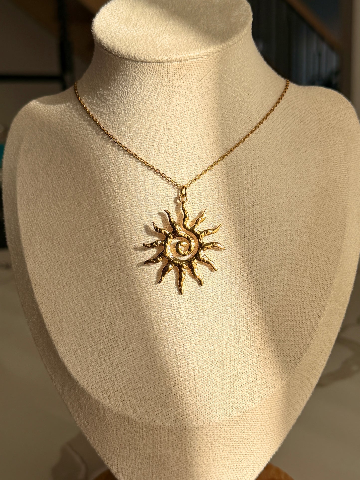 Vintage Sun Pendant Necklace