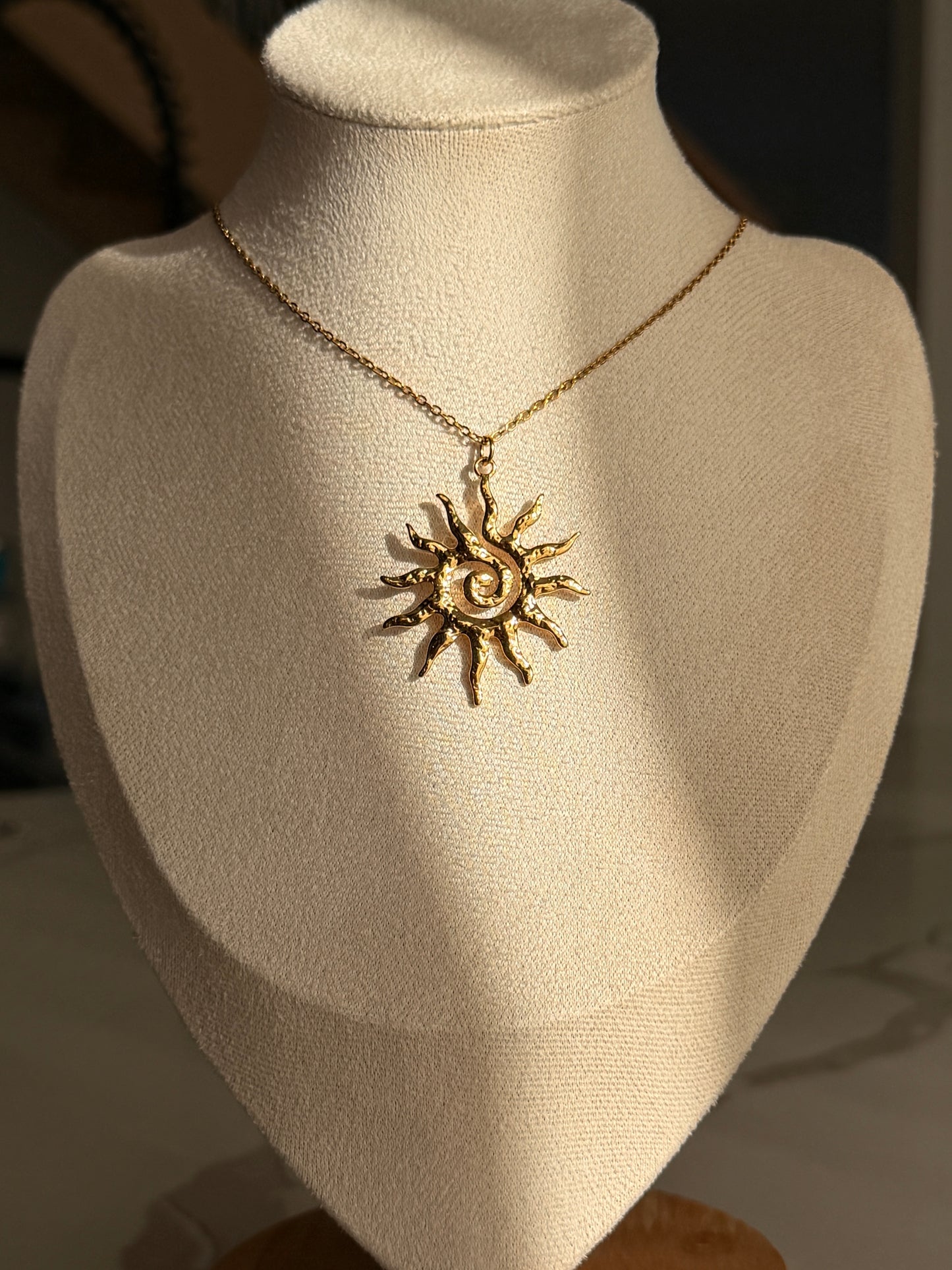 Vintage Sun Pendant Necklace