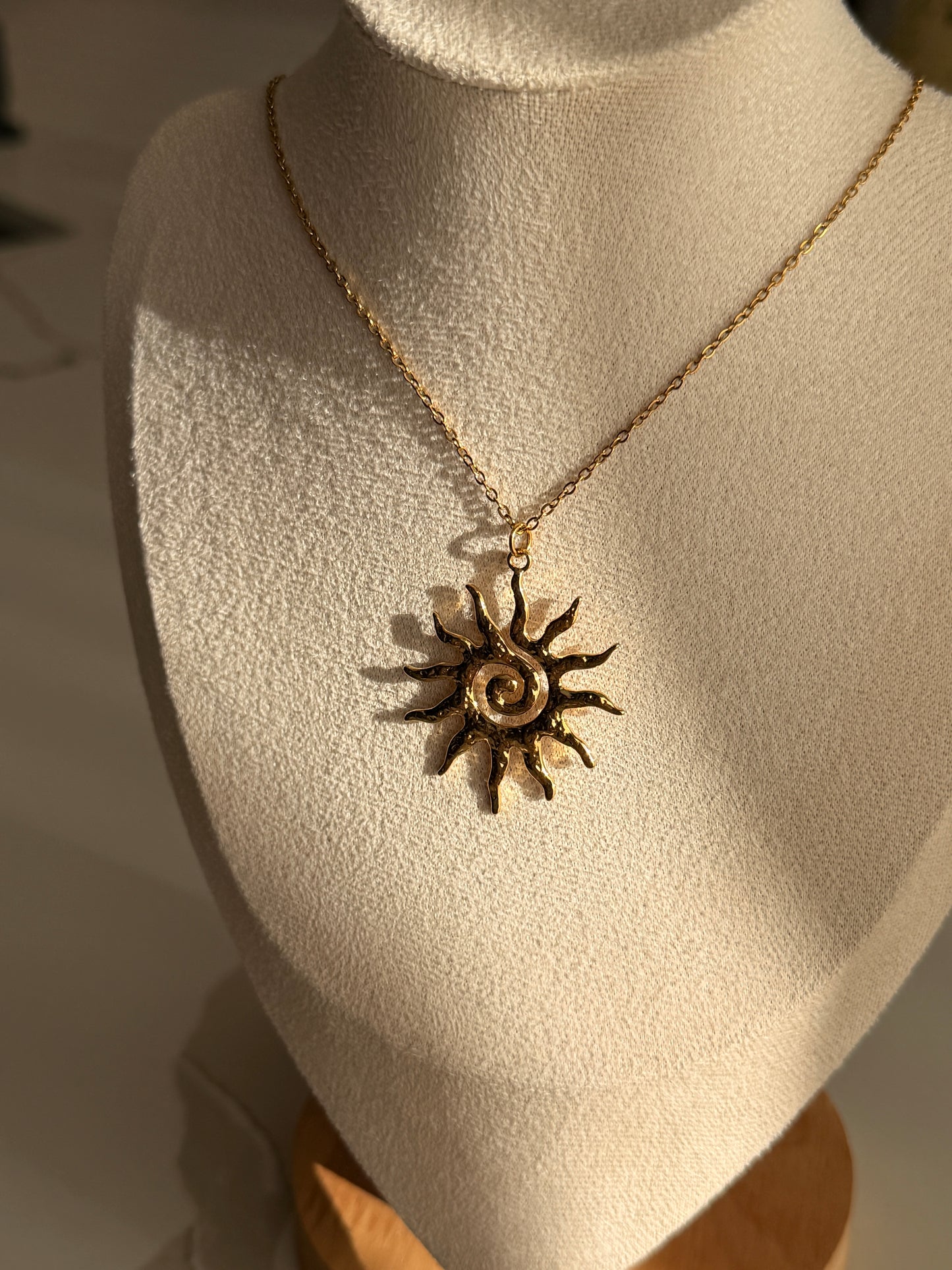 Vintage Sun Pendant Necklace