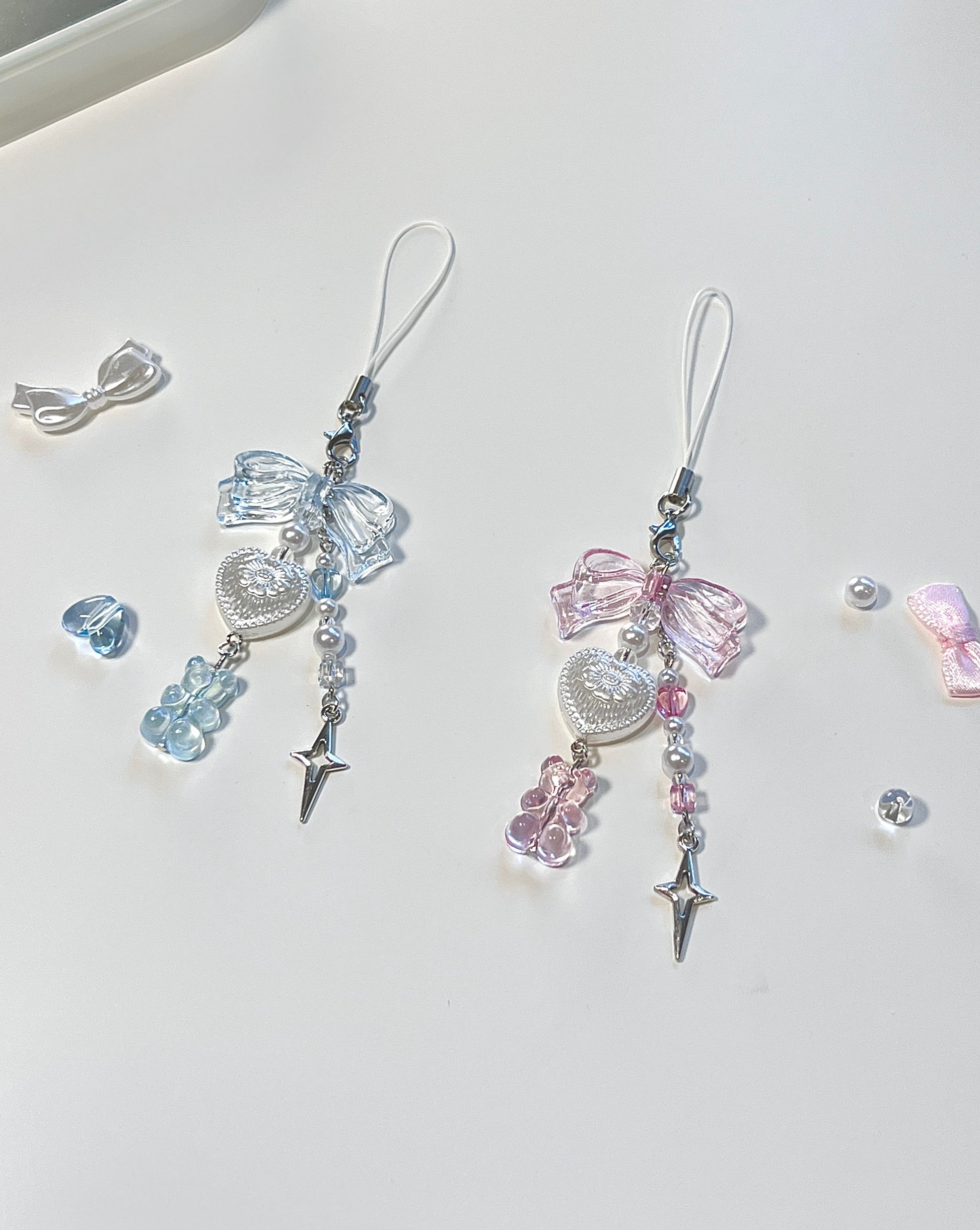 Cosmic Gummy Bear Phone Charm - blue&pink