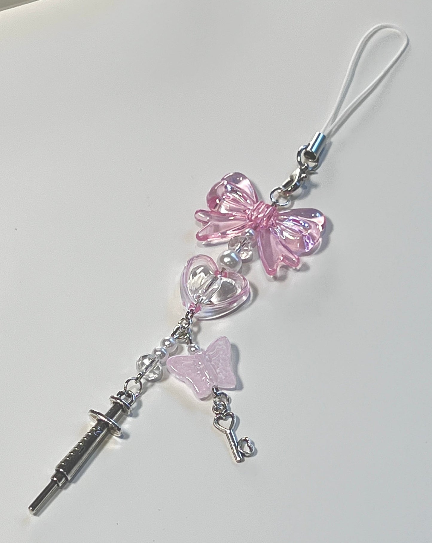 Spinning Heart • Needle Phone Charm - pink