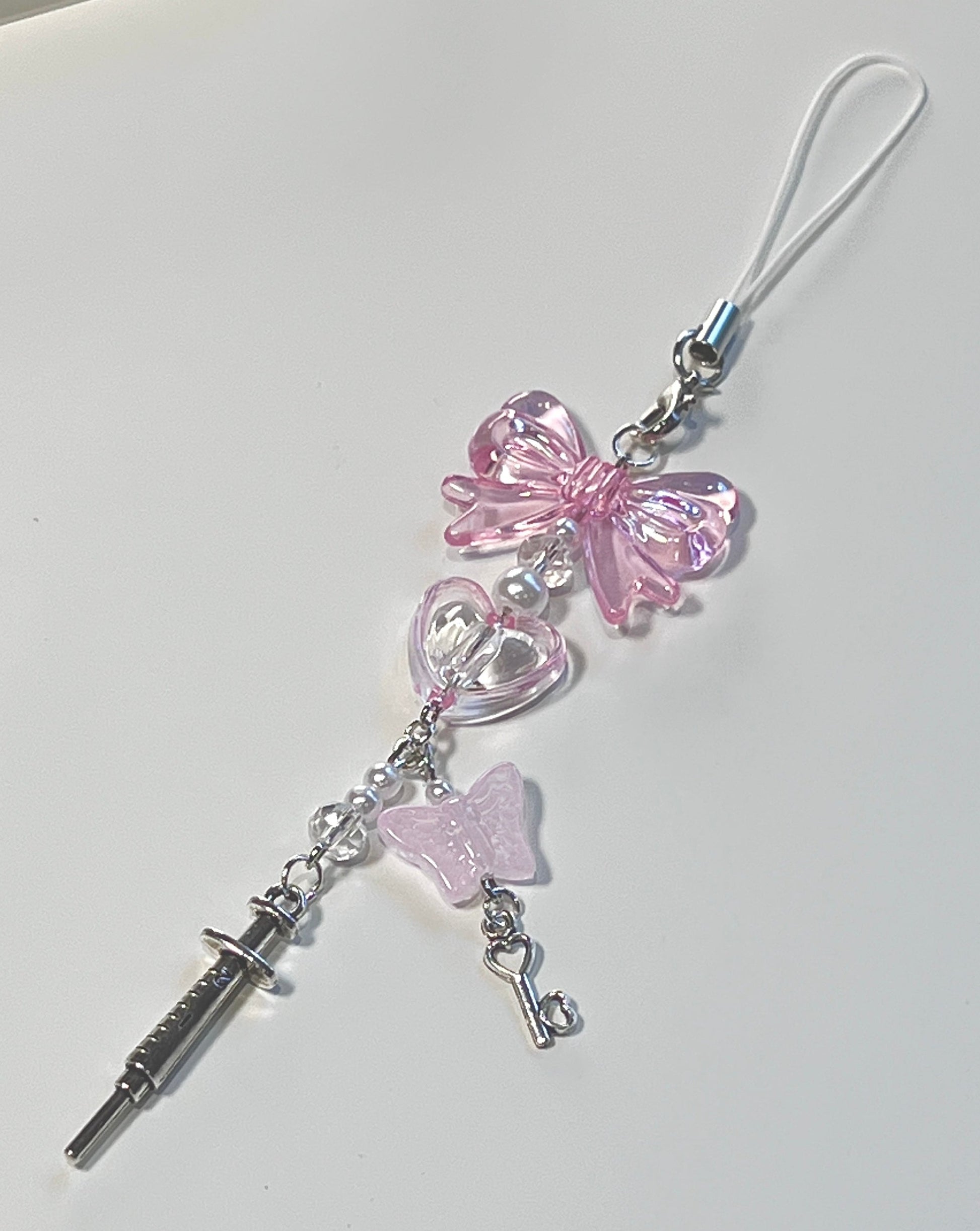 Spinning Heart • Needle Phone Charm - pink